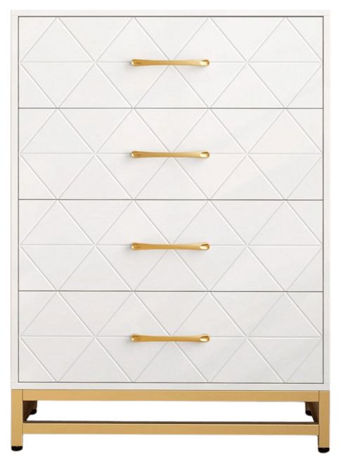 Dresser For Bedroom With 4 Drawers And Metal Handle,Chest Of Drawers, Sturdy Frame Modern Bedroom Furniture, Wood Dressers With Drawers