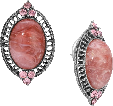 Acrylic Crystal Accent Button Earrings