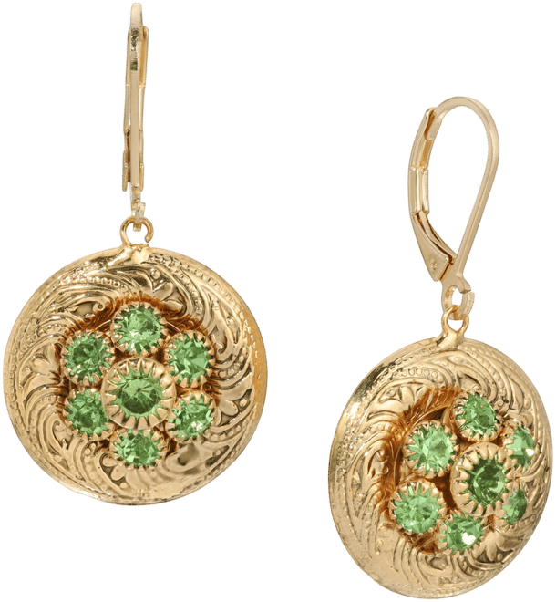 Gold-Tone Crystal Round Drop Earrings