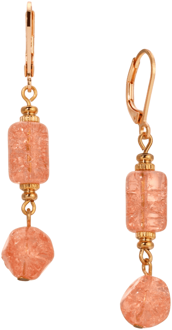 Gold-Tone Glass Double Drop Earrings