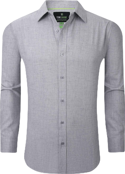 Men's Four-Way Stretch Solid Textured Button Down Dress Shirt