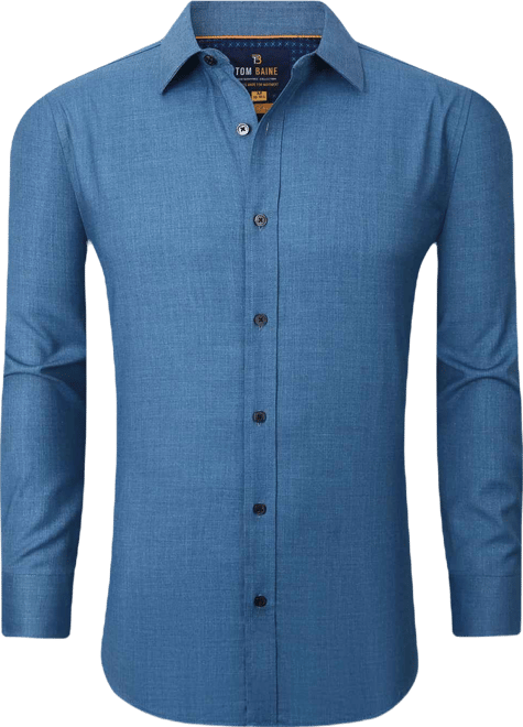 Men's Four-Way Stretch Denim Button Down Dress Shirt