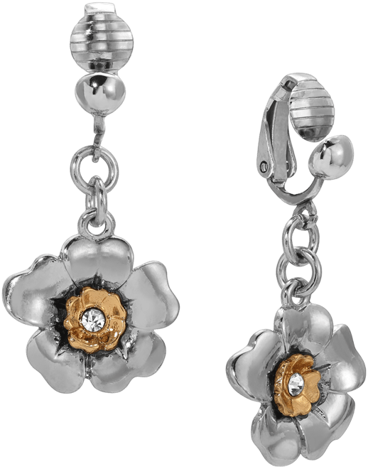 Crystal Flower Clip Earrings