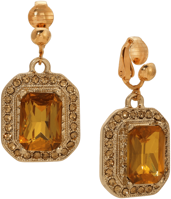 Topaz Acrylic Rectangular Drop Clip Earrings