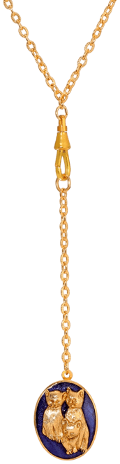 Enamel Double Cat Locket Necklace