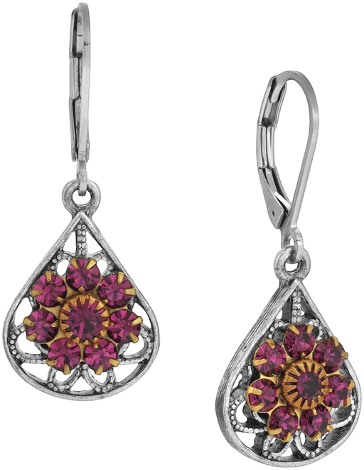 Crystal Flower Filigree Fan Earrings
