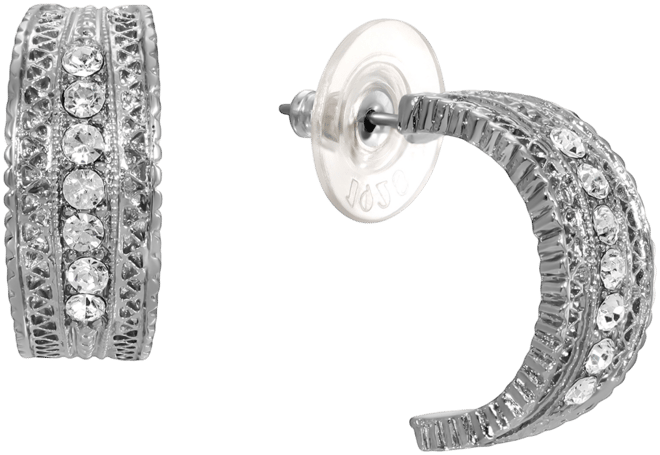 Crystal Silver-Tone Hoop Earrings