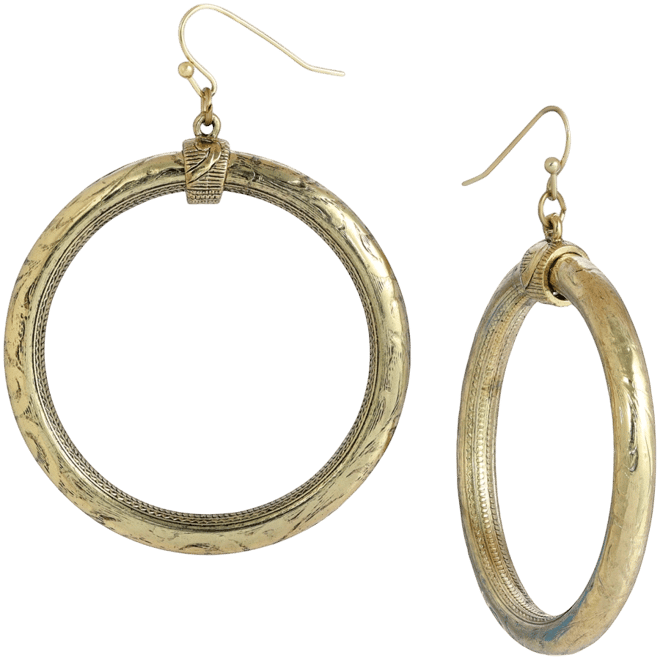 Gold-Tone Textured Hoop Earrings