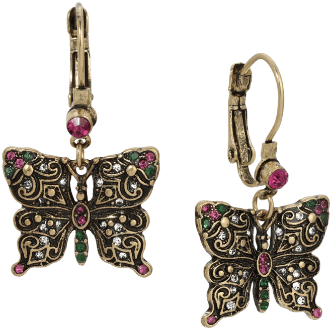 Crystal Butterfly Drop Earrings
