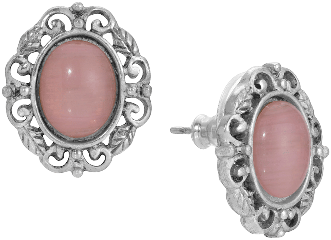 Glass Filigree Post Back Stud Earrings