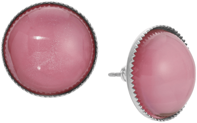 Glass Round Button Earrings