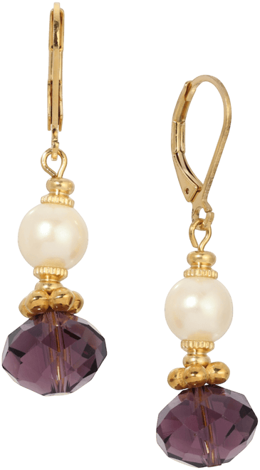 Glass Faux Cultivated Pearl Drop Earrings
