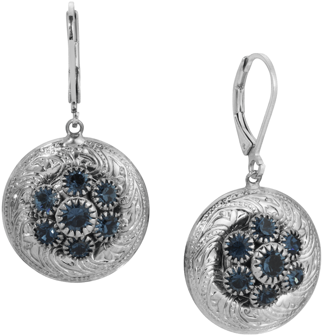 Silver-Tone Crystal Round Drop Earrings