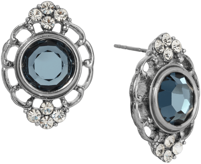 Crystal Filigree Button Earrings