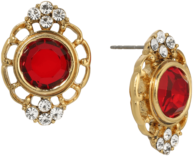 Crystal Filigree Button Earrings