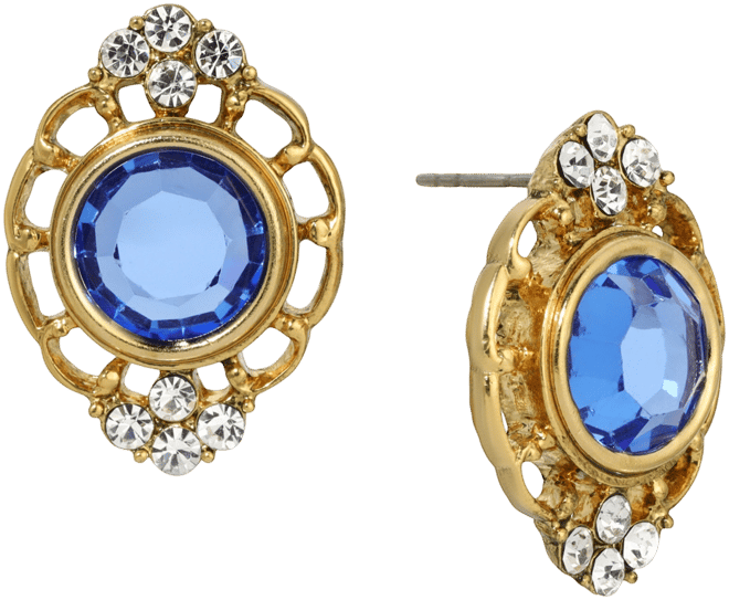 Crystal Filigree Button Earrings