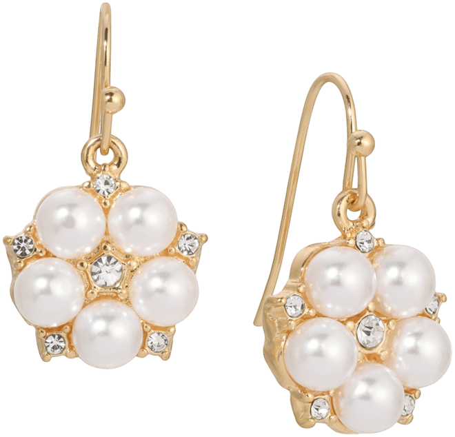 Crystal Accent Flower Drop Earrings