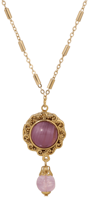 Round Glass Stone Locket Necklace