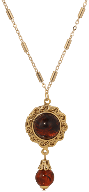Round Glass Stone Locket Necklace