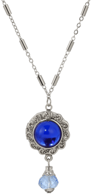 Round Glass Stone Locket Necklace