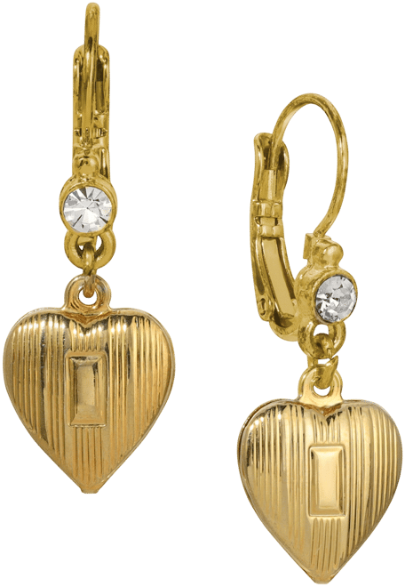Crystal Accent Heart Drop Earrings