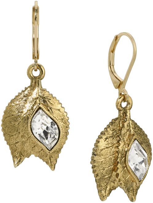Crystal Leaf Drop Earrings
