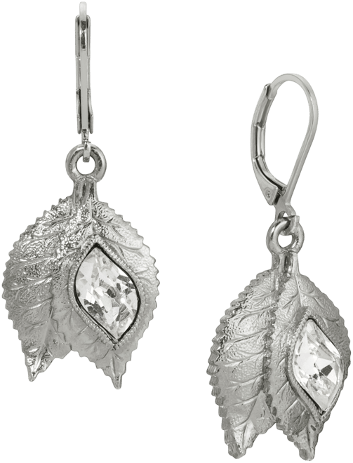 Crystal Leaf Drop Earrings