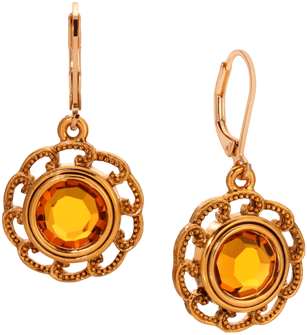 Round Crystal Filigree Drop Earrings