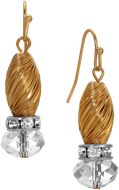 Crystal Accent Twisted Bead Drop Earrings