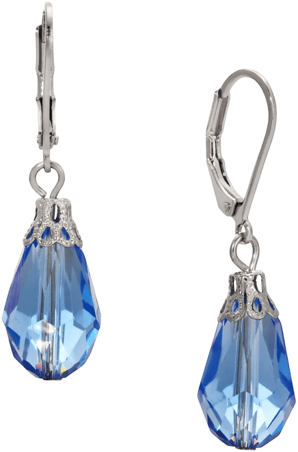 Silver-Tone Crystal Faceted Drop Earrings