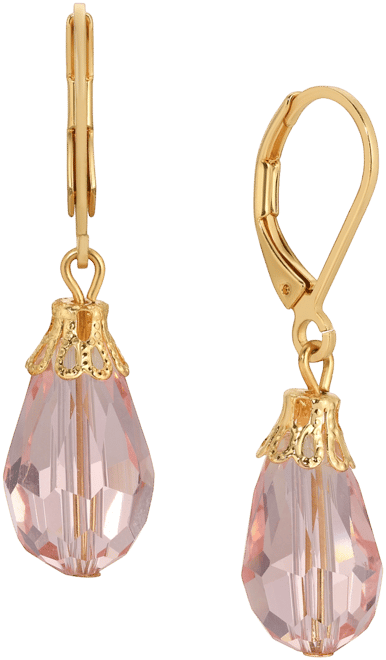 Gold-Tone Crystal Faceted Drop Earrings