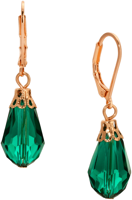 Gold-Tone Crystal Faceted Drop Earrings