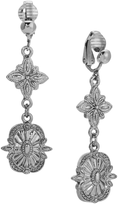 Silver-Tone Double Drop Clip Earrings