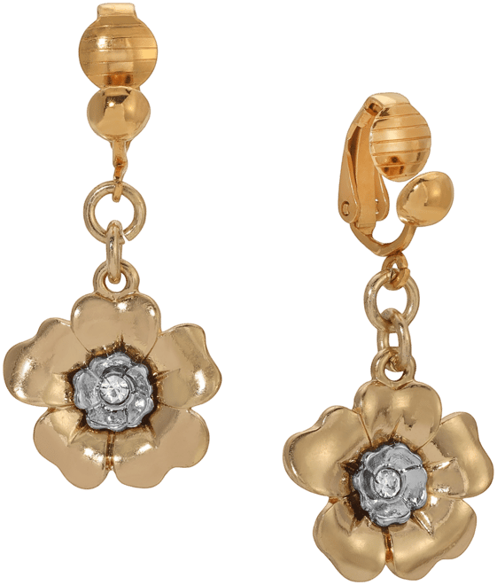 Crystal Flower Clip Earrings