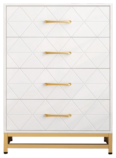 Dresser For Bedroom With 4 Drawers And Metal Handle,Chest Of Drawers, Sturdy Frame Modern Bedroom Furniture, Wood Dressers With Drawers