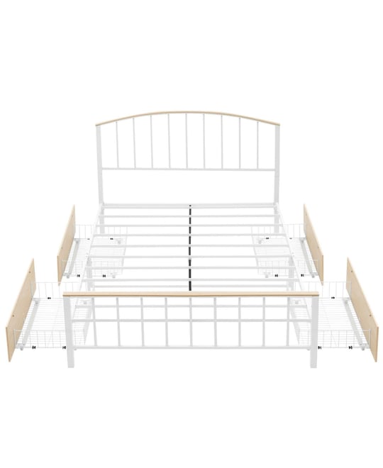 Queen Platform Bed Frame with Headboard & Footboard, Platform Bed Frame with 4 Storage Drawers