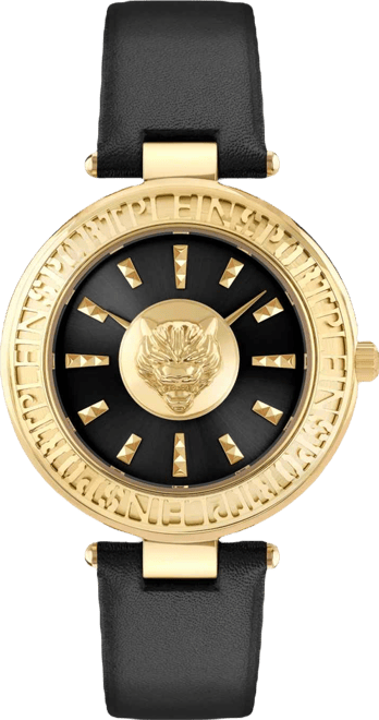 Women's Opium 2 Hand Quartz Black Genuine Leather Strap 38mm