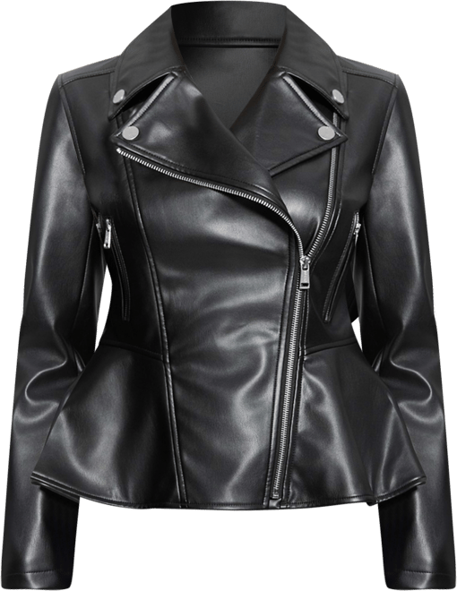 Guess peplum brown 2024 leather jacket M