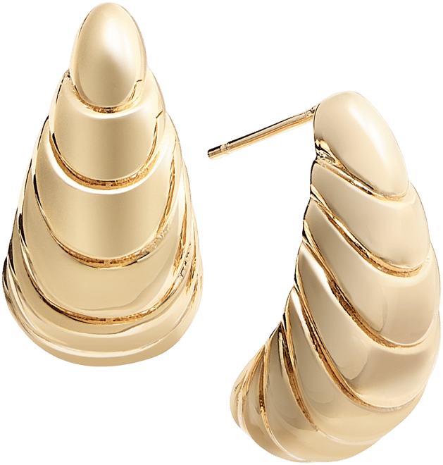 Silver, Gold Plated Brass Textured Earring