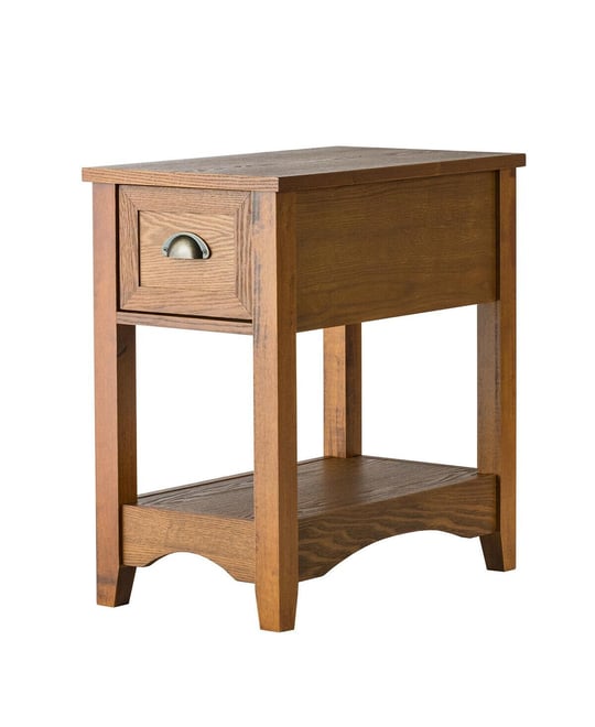 Contemporary Chair Side End Table Compact Table w/ Drawer Nightstand Tawny