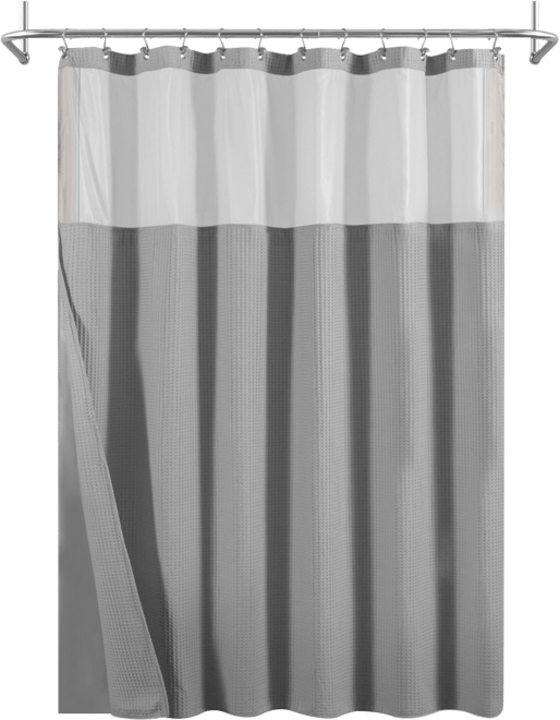 Cotton Blend Soft Waffle Weave Shower Curtain with Snap in Liner, 72"X72"