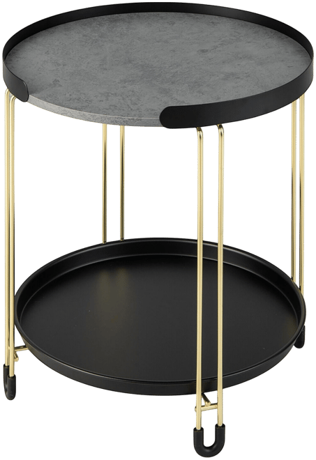 Gymax 2-Tier Side End Table Round Nightstand Gold Frame for Living Room Bedroom