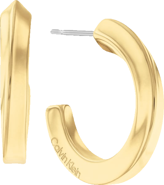 Gold-Tone Stainless Steel Small Twist C-Hoop Earrings, 0.86"