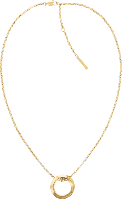 Gold-Tone Stainless Steel Twist Ring Pendant Necklace, 16" + 2" extender