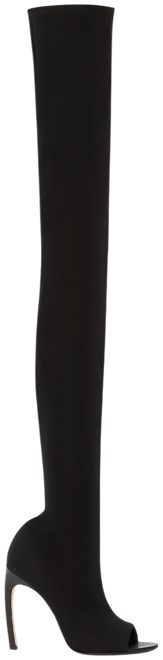 Peep Toe Stretch Jersey Boot In Black