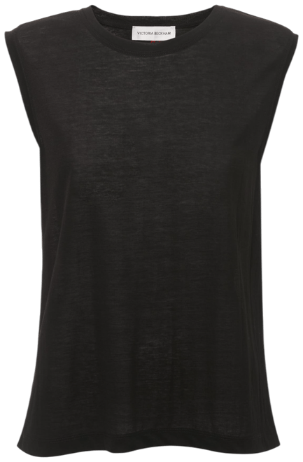 Cotton Crepe Tank In Black