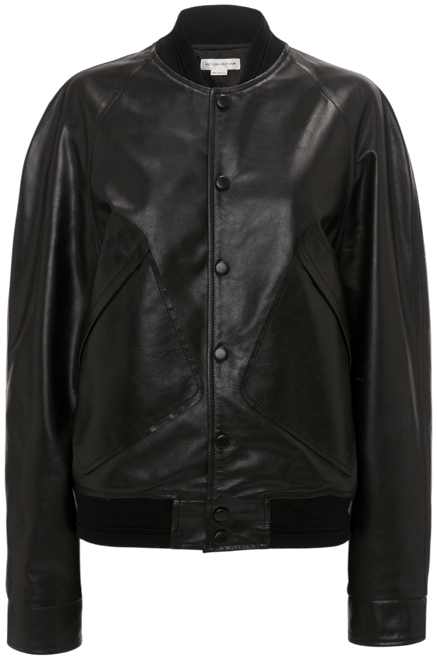 Leather Varsity Jacket In Black
