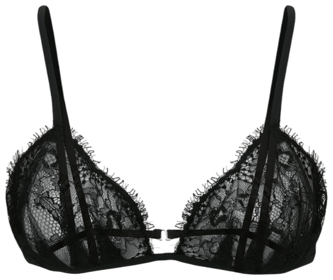 Pleat Detail Lace Bra In Black