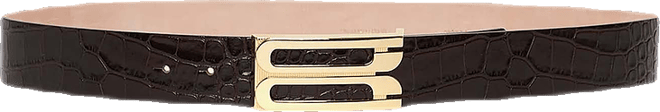 Jumbo Frame Belt In Espresso Croc Embossed Calf Leather