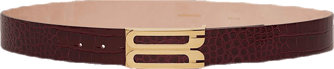 Jumbo Frame Belt In Burgundy Croc Embossed Calf Leather